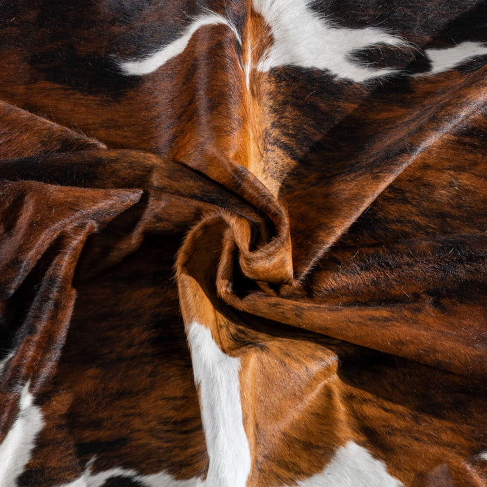 Tricolor Brindle Mix Cowhide Rug Size 7'10" L x 6'6" W 8141
