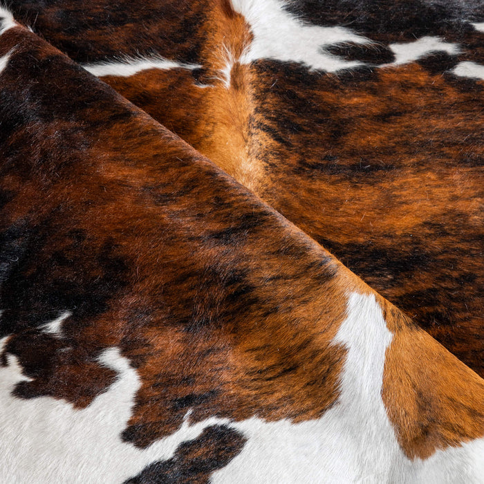 Tricolor Brindle Mix Cowhide Rug Size 7'10" L x 6'6" W 8141
