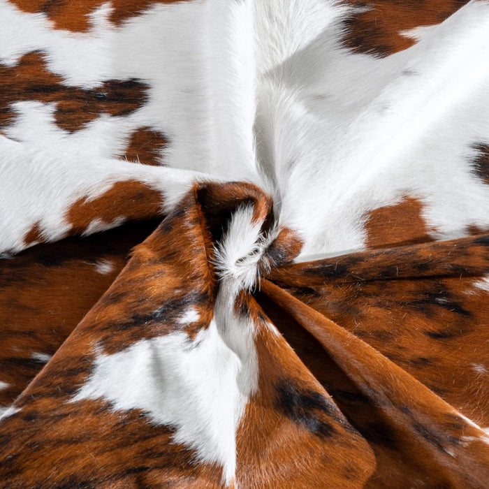 White Tricolor Cowhide Rug Size 7'1" L x 6'7" W 8153