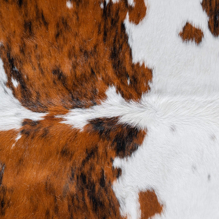 White Tricolor Cowhide Rug Size 7'1" L x 6'7" W 8153