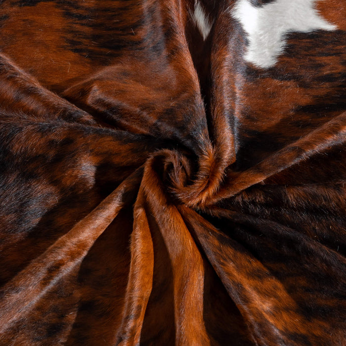 Tricolor Brindle Mix Cowhide Rug Size 8'1" L x 7'3" W 8161