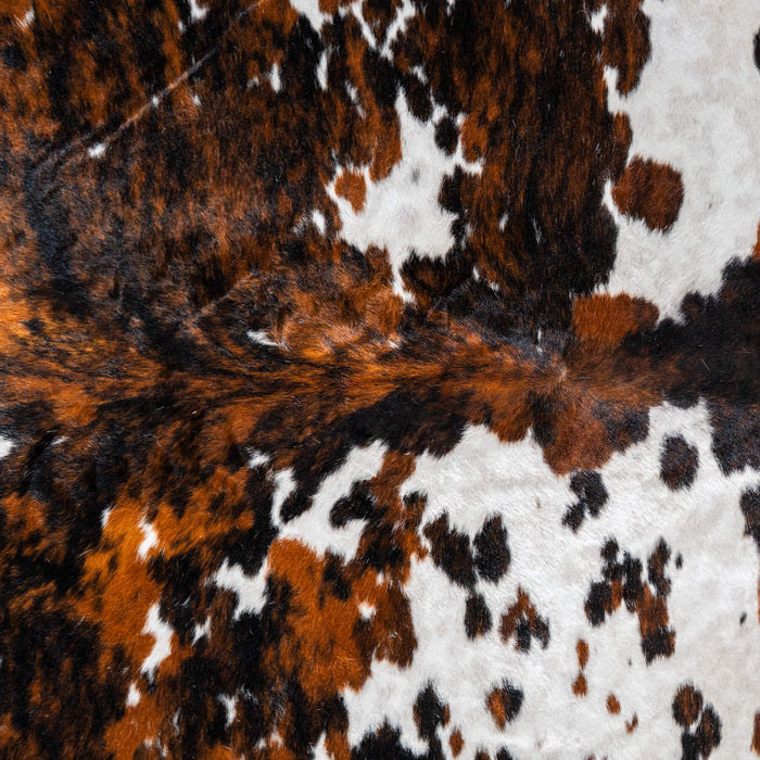 White Tricolor Cowhide Rug Size 7'7" L x 6'9" W 8164