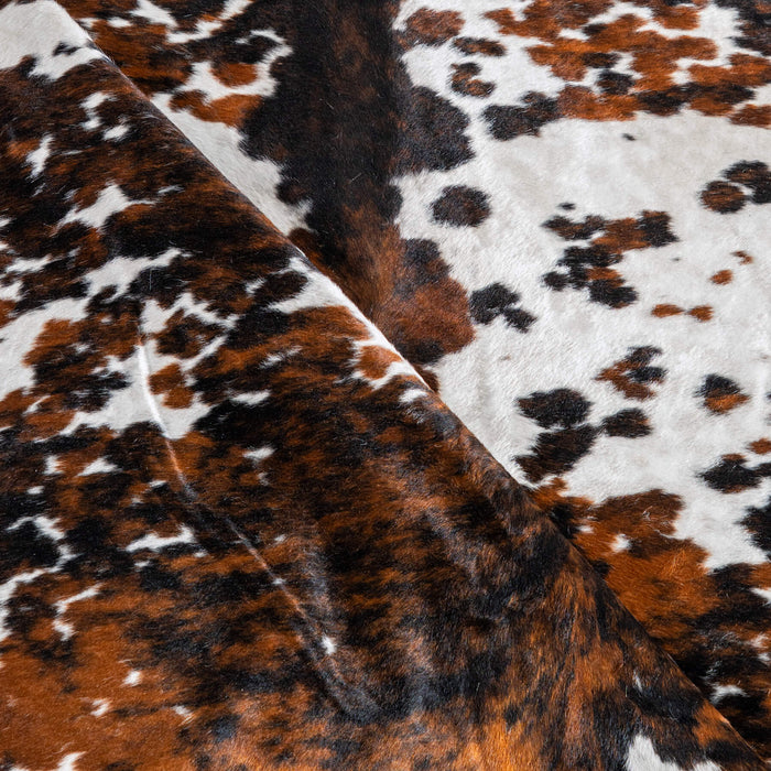 White Tricolor Cowhide Rug Size 7'7" L x 6'9" W 8164