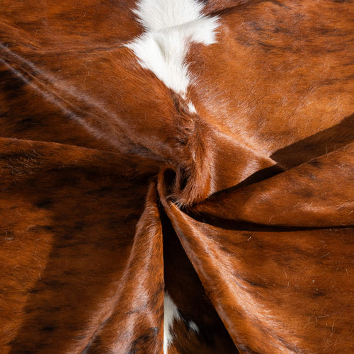 Tricolor Brindle Mix Cowhide Rug Size 7'7" L x 6'8" W 8174