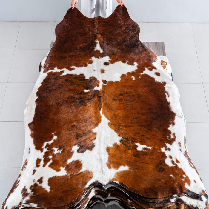 Tricolor Cowhide Rug Size 7'9" L x 6'11" W 8186