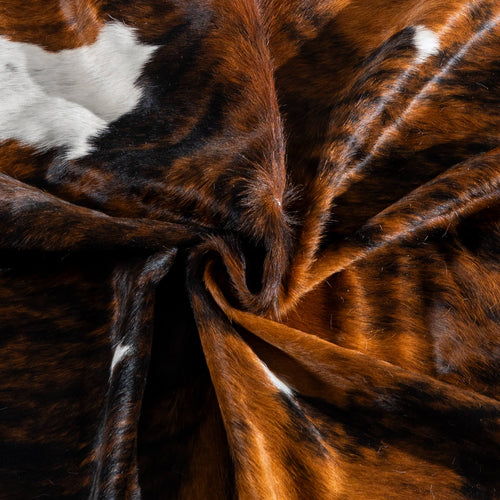 Tricolor Brindle Mix Cowhide Rug Size 8'0" L x 6'8" W 8187