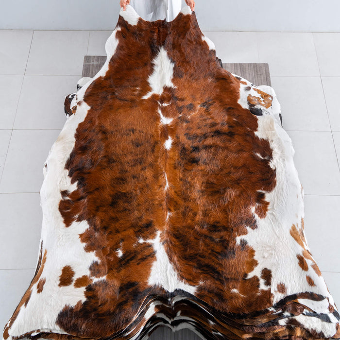 Tricolor Cowhide Rug Size 7'8" L x 6'10" W 8188