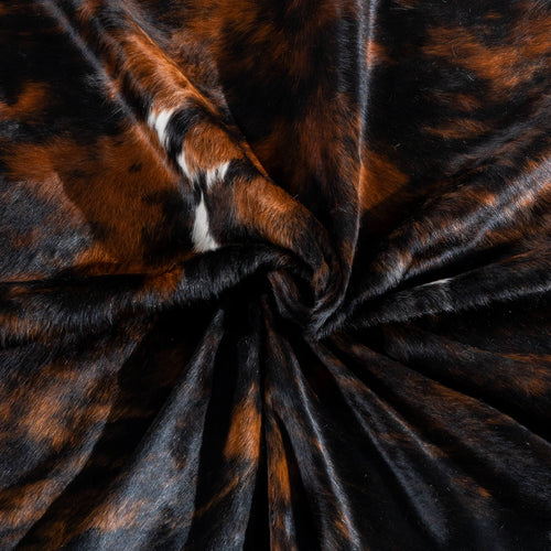 Tricolor Brindle Mix Cowhide Rug Size 7'6" L x 6'9" W 8189