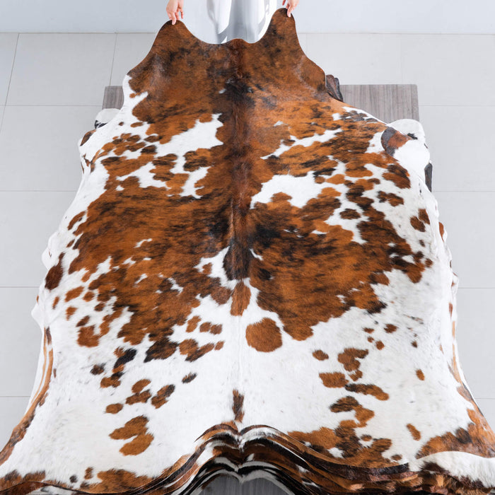 Tricolor Cowhide Rug Size 7'8" L x 6'11" W 8205