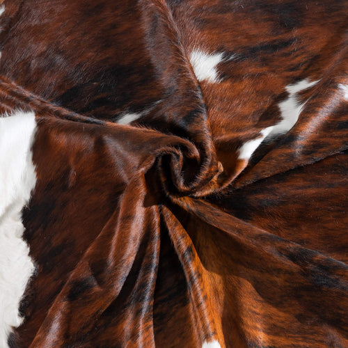 Tricolor Brindle Mix Cowhide Rug Size 7'8" L x 6'8" W 8207