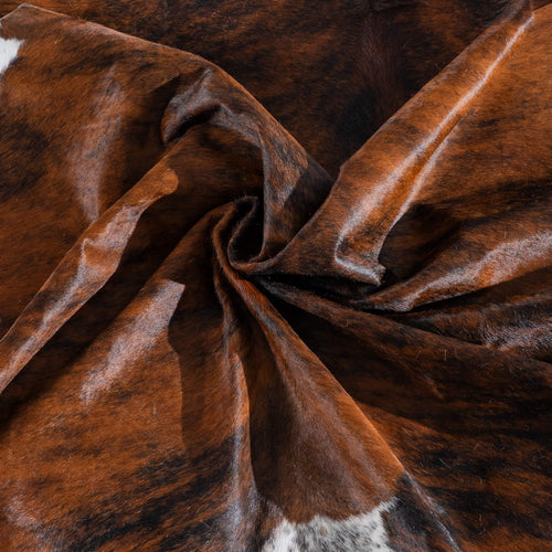 Tricolor Brindle Mix Cowhide Rug Size 6'10" L x 6'7" W 8214