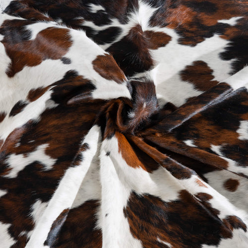 White Tricolor Cowhide Rug Size 7'8" L x 7'6" W 8220