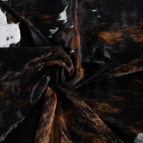 Tricolor Brindle Mix Cowhide Rug Size 8'0" L x 6'10" W 8224