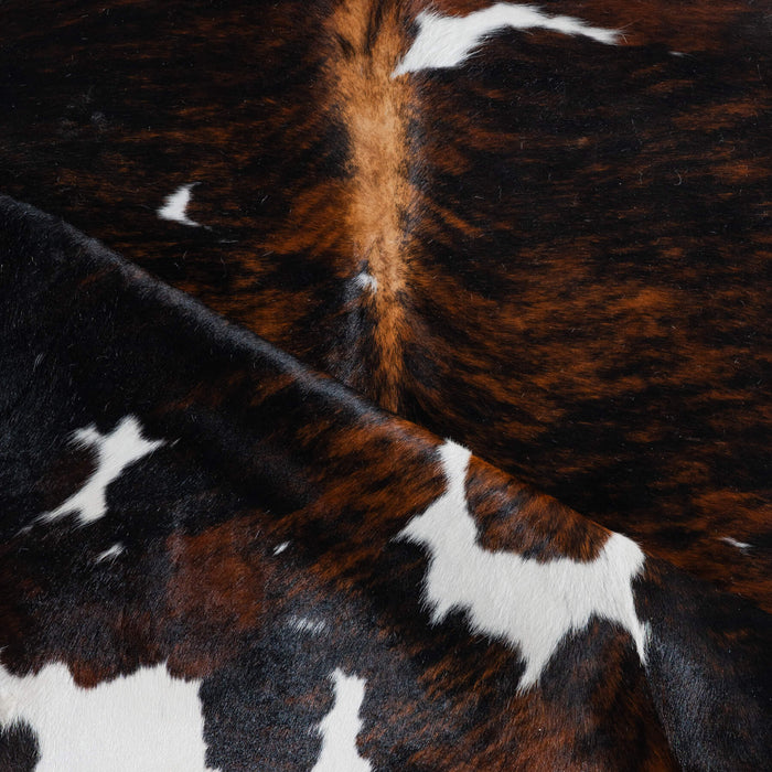 Tricolor Brindle Mix Cowhide Rug Size 7'8" L x 7'0" W 8232