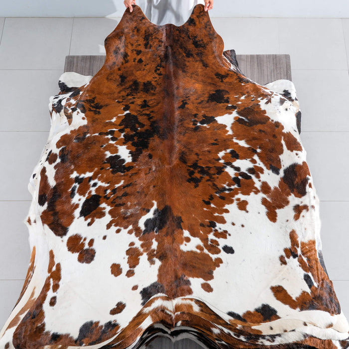 Tricolor Cowhide Rug Size 7'6" L x 6'6" W 8236