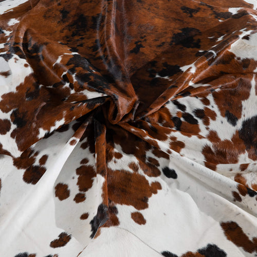 Tricolor Cowhide Rug Size 7'6" L x 6'6" W 8236