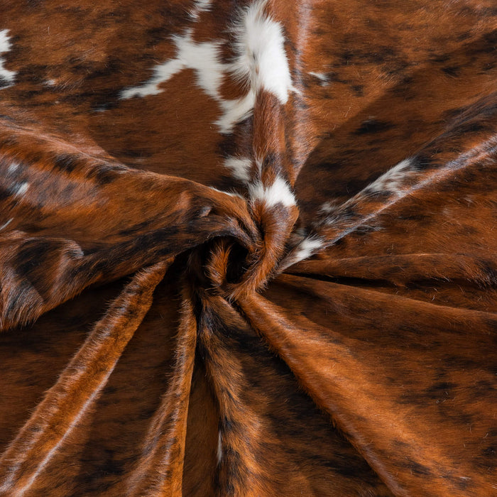 Tricolor Brindle Mix Cowhide Rug Size 7'7" L x 6'5" W 8239