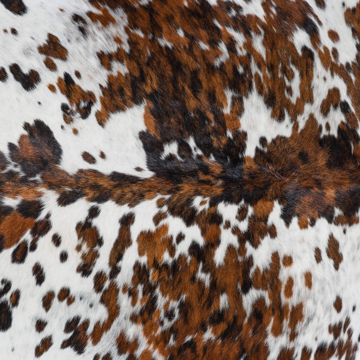 White Tricolor Cowhide Rug Size 7'8" L x 6'7" W 8240