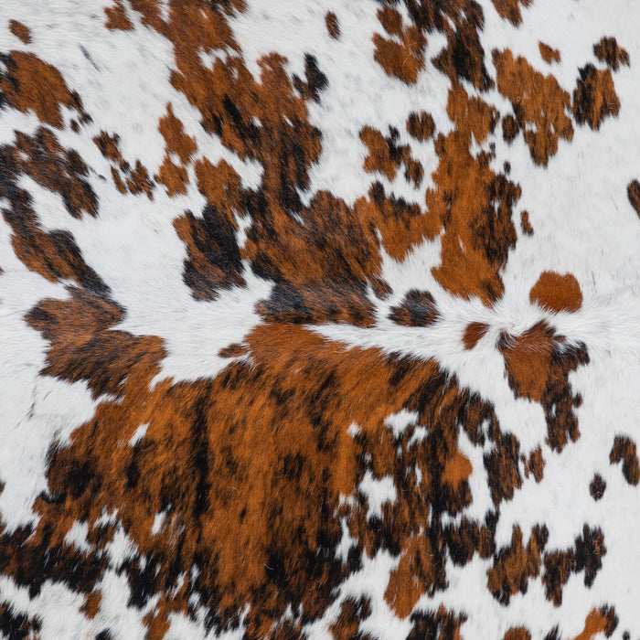 White Tricolor Cowhide Rug Size 7'4" L x 6'10" W 8262