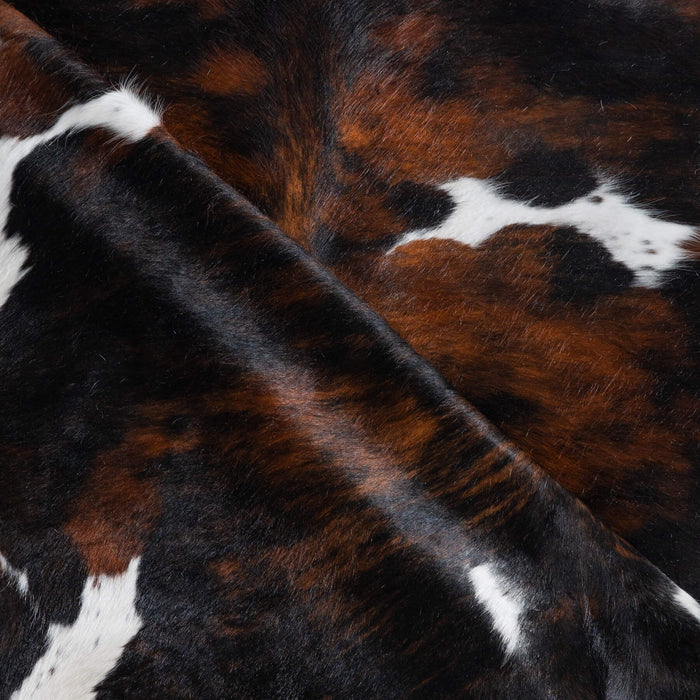 Tricolor Brindle Mix Cowhide Rug Size 7'3" L x 6'8" W 8268