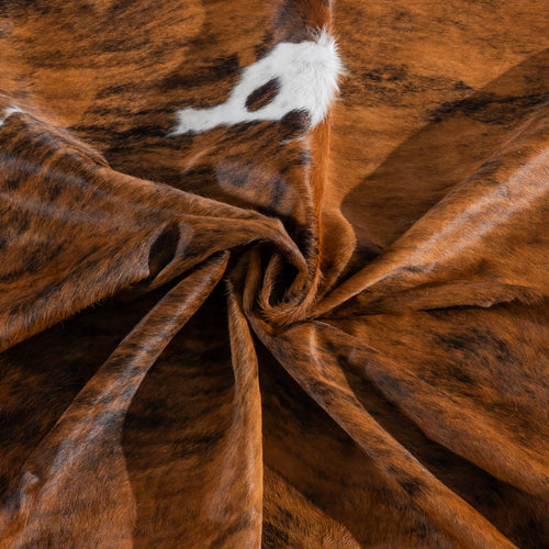 Tricolor Brindle Mix Cowhide Rug Size 8'4" L x 6'5" W 8273