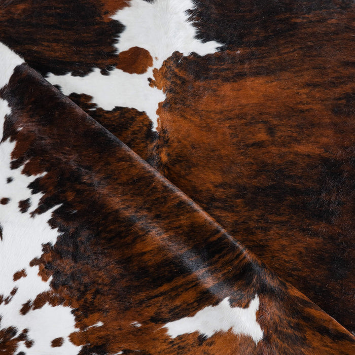 Tricolor Brindle Mix Cowhide Rug Size 7'10" L x 7'1" W 8286