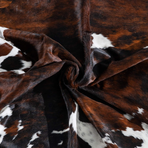 Tricolor Brindle Mix Cowhide Rug Size 7'2" L x 6'6" W 8287