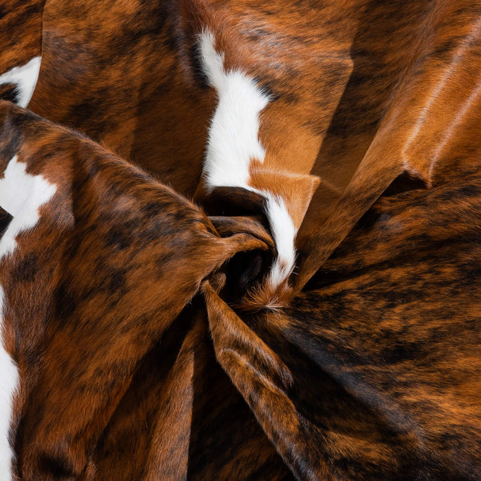 Tricolor Brindle Mix Cowhide Rug Size 7'1" L x 7'3" W 8290