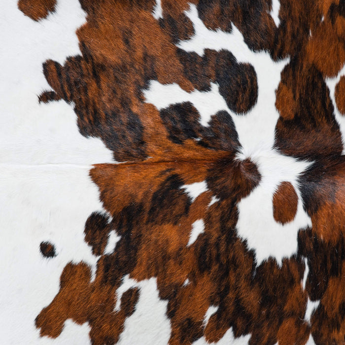 White Tricolor Cowhide Rug Size 7'4" L x 6'6" W 8292