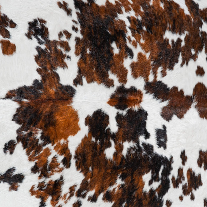 White Tricolor Cowhide Rug Size 7'6" L x 7'2" W 8294