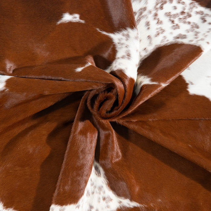 Brazilian Brown and White Cowhide Rug Size 7'8" L x 6'7" W 8311