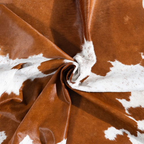 Brazilian Brown and White Cowhide Rug Size 7'5" L x 6'9" W 8314