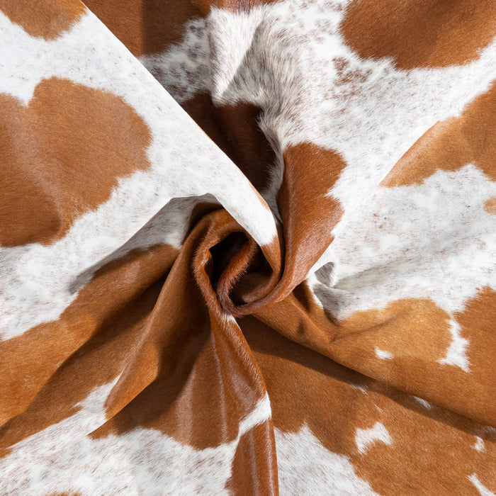 Brazilian Brown and White Cowhide Rug Size 7'1" L x 6'4" W 8353