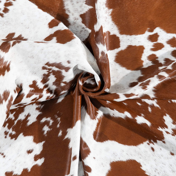 Brazilian Brown and White Cowhide Rug Size 7'4" L x 7'0" W 8356