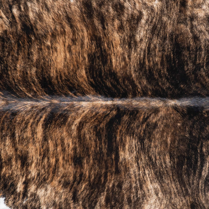Brazilian Brindle White Belly Cowhide Rug Size 7'3" L x 6'7" W 8414