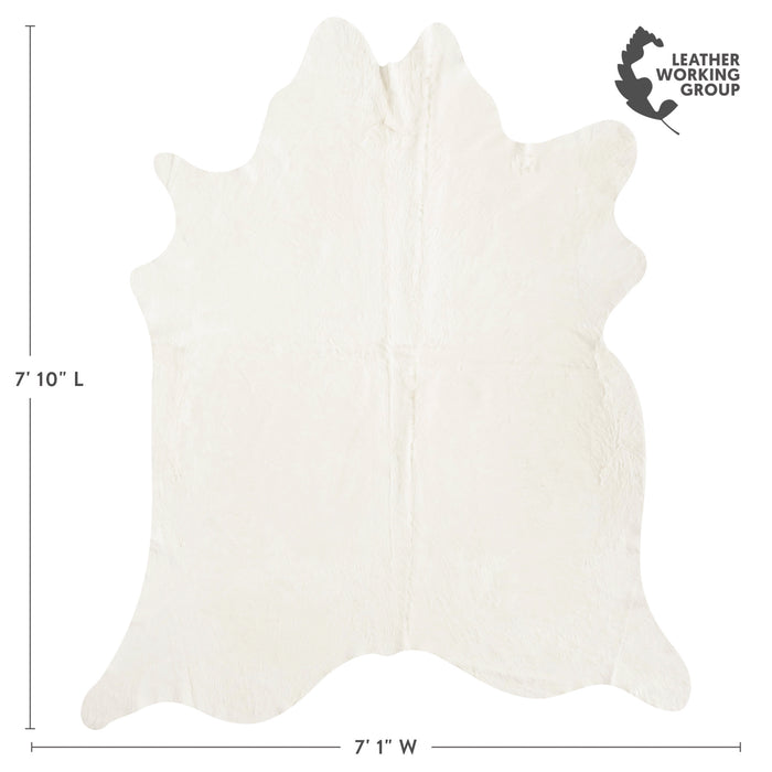 Brazilian Off White Cowhide Rug Size 7'10" L x 7'1" W 8501