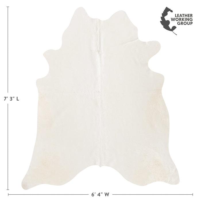 Brazilian Off White Cowhide Rug Size 7'3" L x 6'4" W 8514