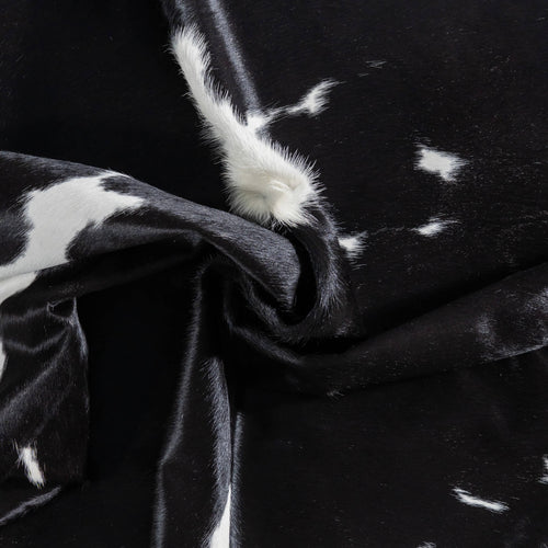 Brazilian Black and White Cowhide Rug Size 7'9" L x 7'0" W 8592