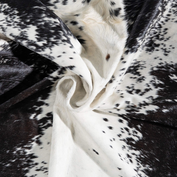 Brazilian Black and White Cowhide Rug Size 7'7" L x 6'7" W 8594