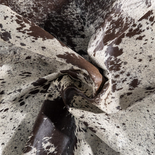 Brazilian Chocolate and White Cowhide Rug Size 7'5" L x 6'8" W 8620