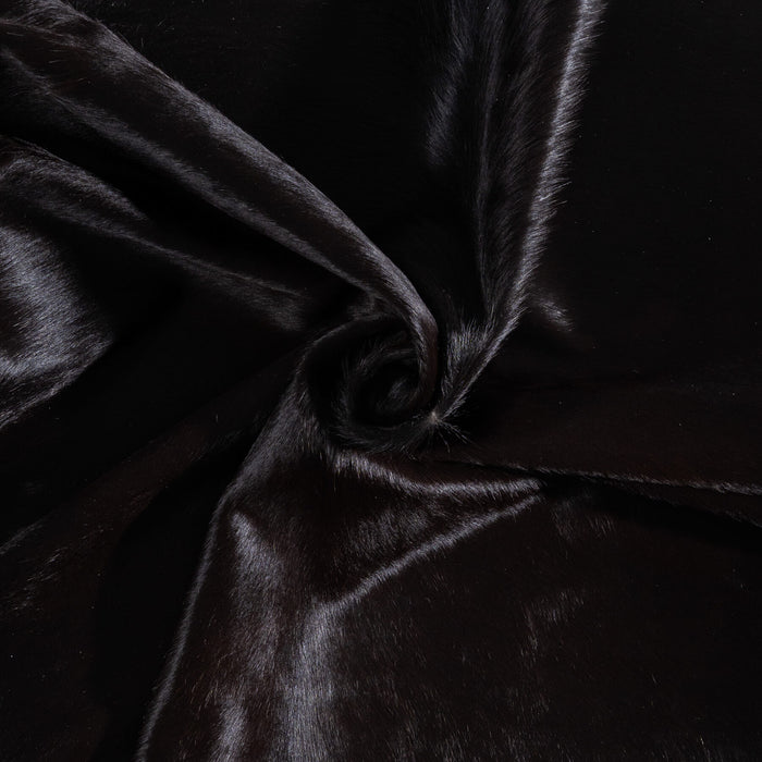 Brazilian Solid Black Cowhide Rug Size 7'4" L x 7'0" W 8667