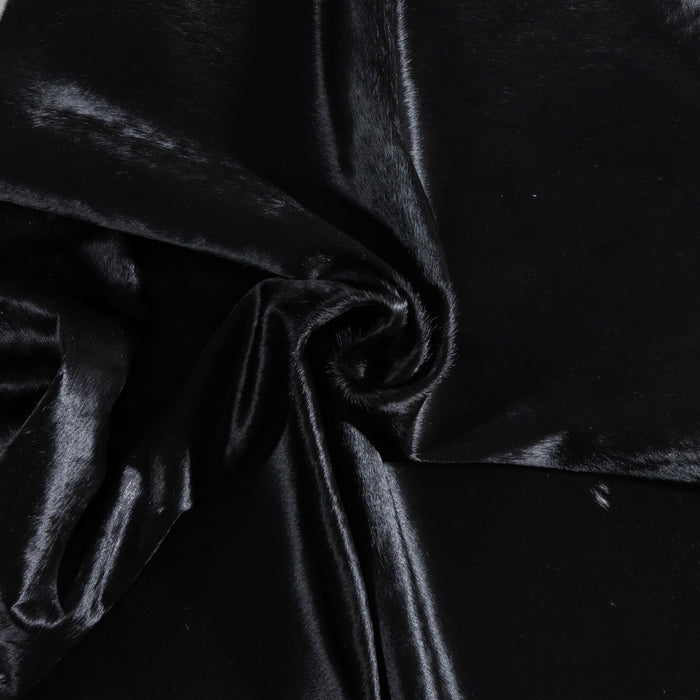 Brazilian Solid Black Cowhide Rug Size 6'8" L x 5'11" W 8677