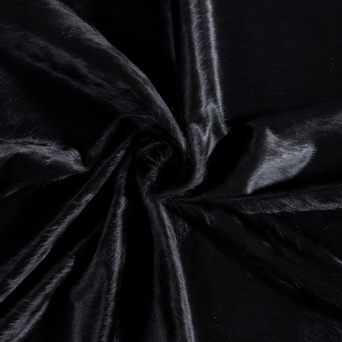 Brazilian Solid Black Cowhide Rug Size 7'4" L x 6'10" W 8729