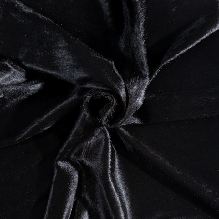 Brazilian Solid Black Cowhide Rug Size 7'7" L x 7'4" W 8736
