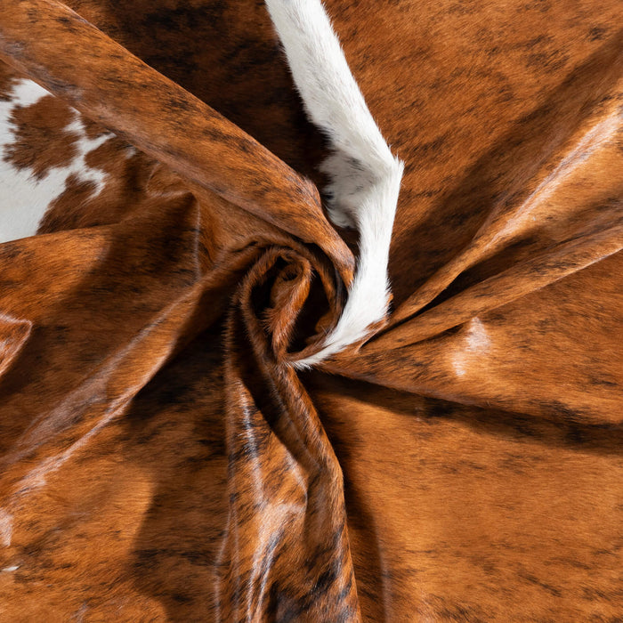 Brazilian Brindle White Belly and Backbone Cowhide Rug Size 7'0" L x 6'9" W 8775