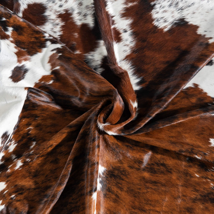 Brazilian Brindle White Belly and Backbone Cowhide Rug Size 8'4" L x 7'10" W 8779