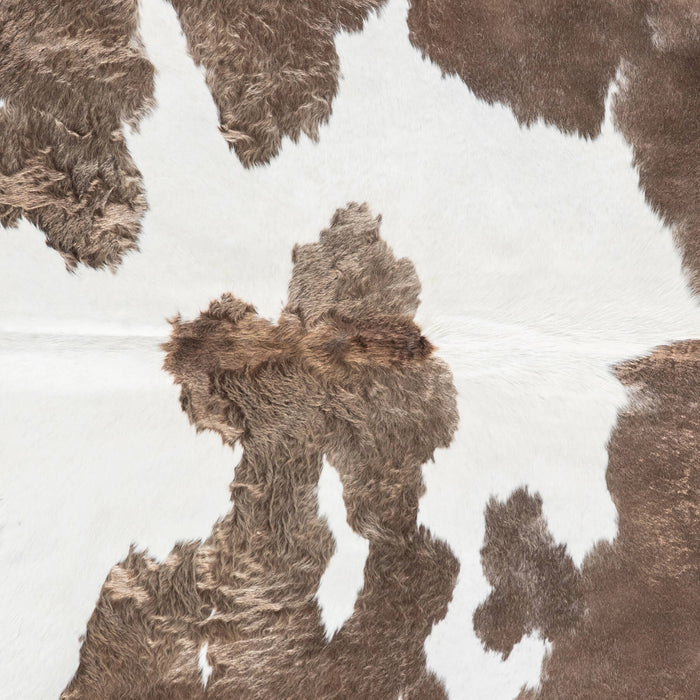 Brazilian Chocolate and White Cowhide Rug Size 7'9" L x 6'7" W 8957