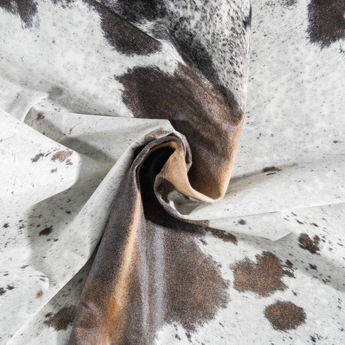 Brazilian Chocolate and White Cowhide Rug Size 7'9" L x 7'3" W 8961
