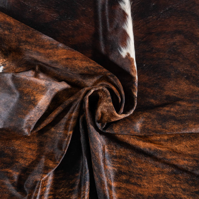 Brazilian Brindle White Belly and Backbone Cowhide Rug Size 7'8" L x 5'11" W 8968