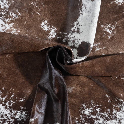 Brazilian Chocolate and White Cowhide Rug Size 7'2" L x 6'8" W 8972